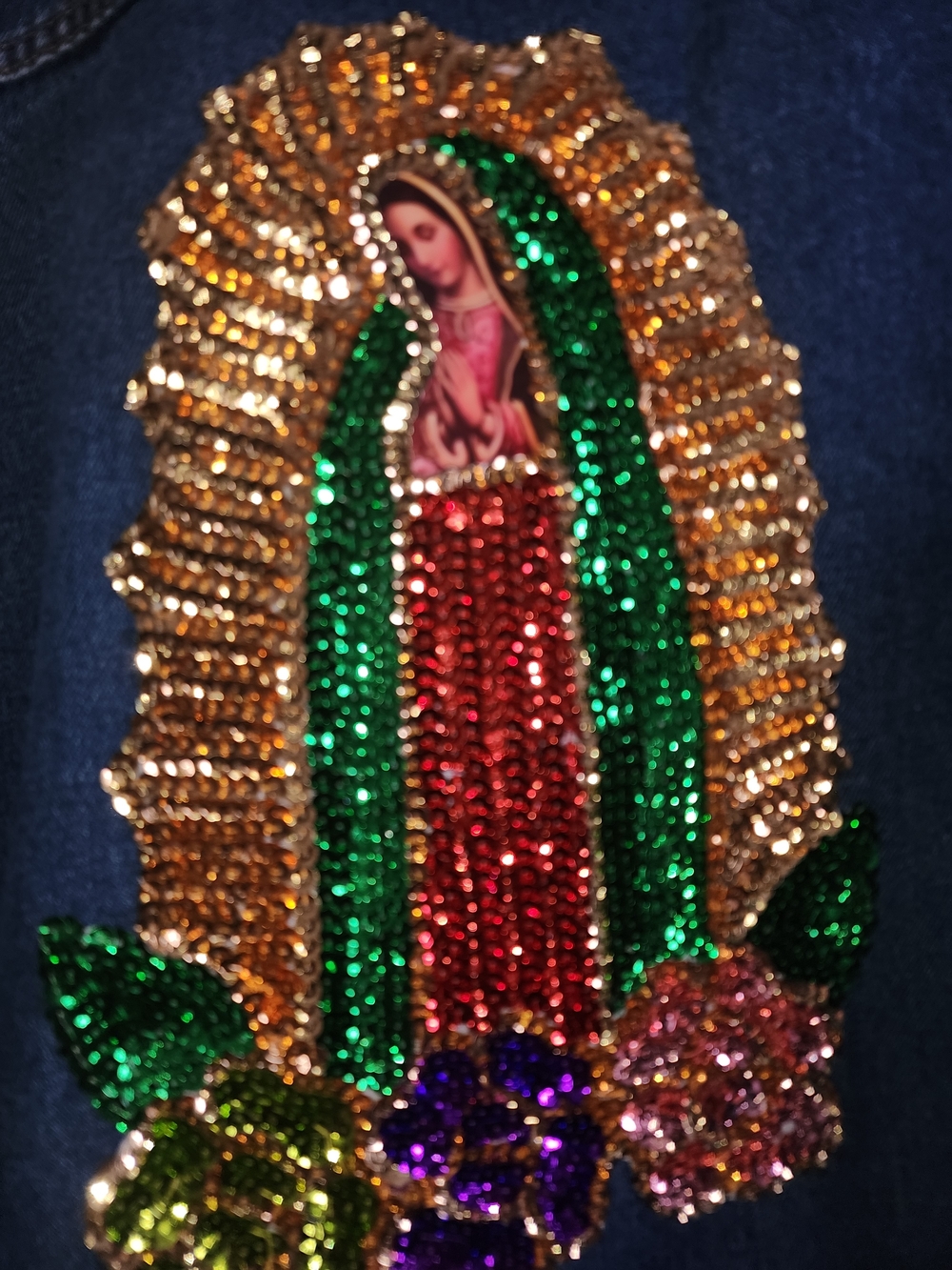 Hija De Tu Madre Sequin Embellished Virgin Mary Patch